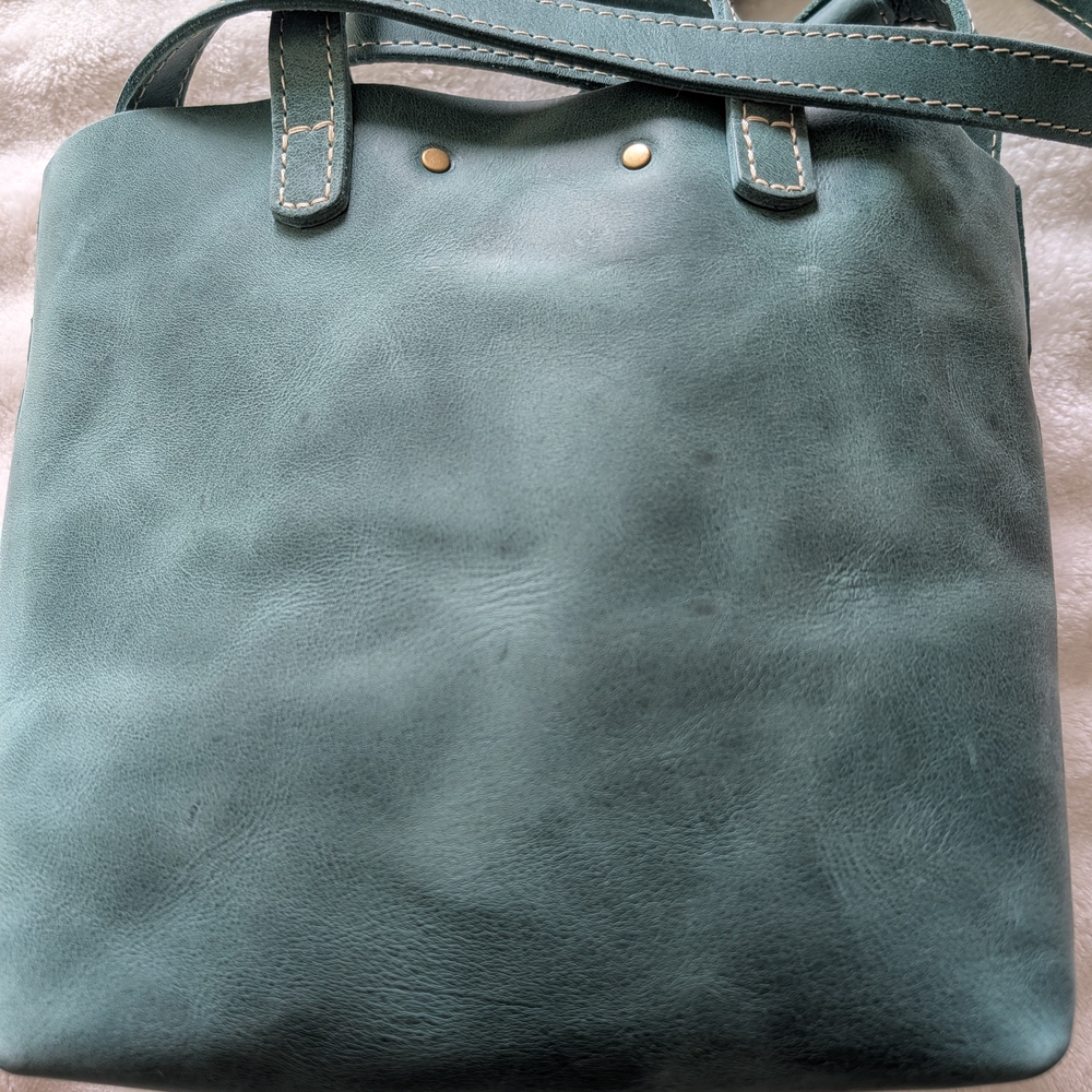 Portland Leather Goods Mini Crossbody Tote – Reef Green Full Grain Leather -BNNU - Picture 3 of 10